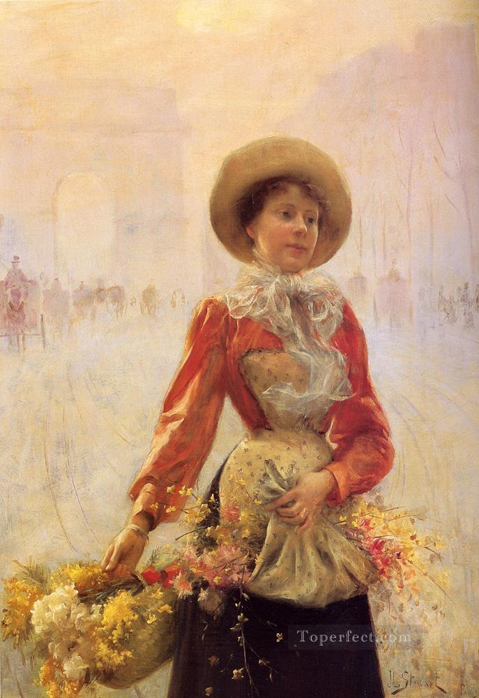 Flower Girl women Julius LeBlanc Stewart Oil Paintings